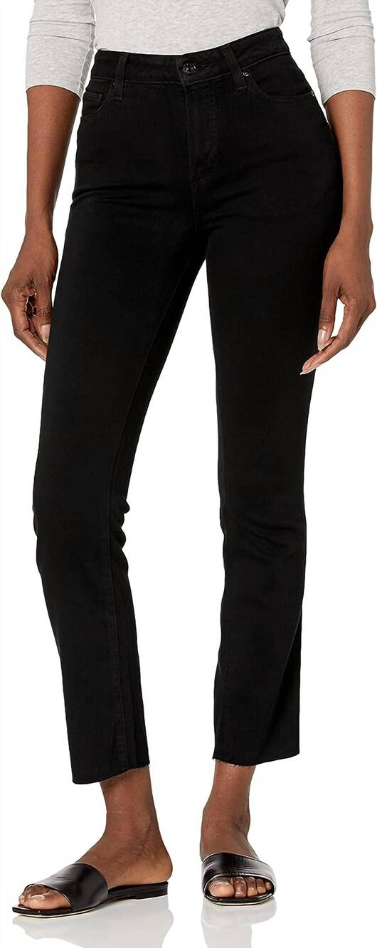 NEW PAIGE cindy raw hem jean in black shadow